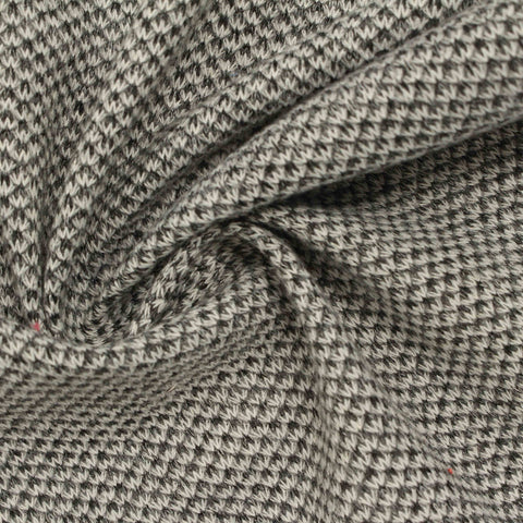 Black Geometric Piqué Knit, Polyester, 210 gsm
