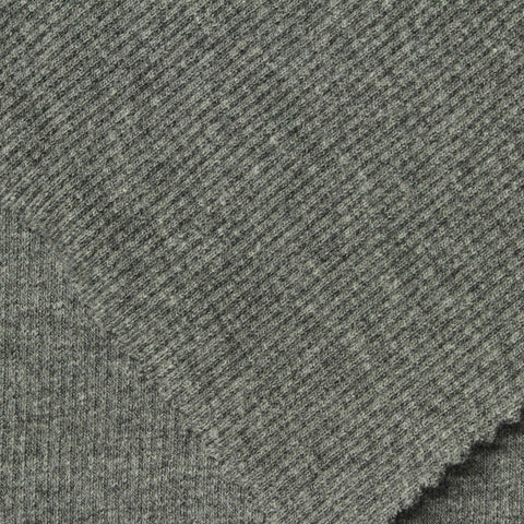 Grey Marl Rib Knit, Cotton-Poly, 415 gsm