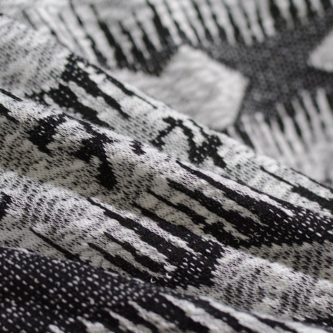 Black Geometric Chunky Knit, Polyester, 220 gsm