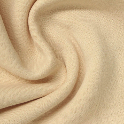 Brushed Cotton Polyester French Terry Fabric, 259 gsm, 195 cm — Beige