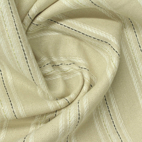 Cream Stripes Woven, Cotton-Linen, 200 gsm