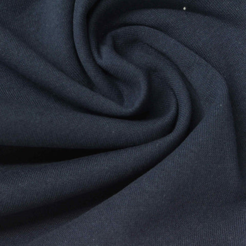 Brushed 100% Cotton French Terry Fabric, 200 gsm, 158 cm — Navy