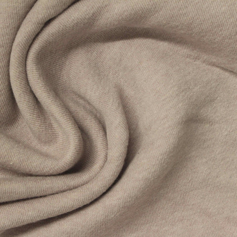 Brushed Cotton Polyester Stretch French Terry Fabric, 360 gsm, 165 cm — Beige