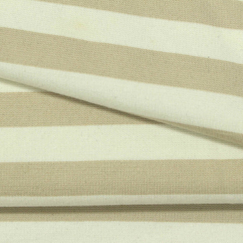 Beige Horizontal-Stripe Ponte Knit, Viscose-Nylon, 296 gsm