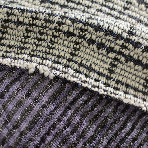 Dark Blue Geometric Interlock Knit, Metallic-Poly