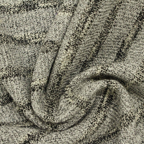 Black Horizontal-Stripe Chunky Knit, Viscose-Poly, 365 gsm