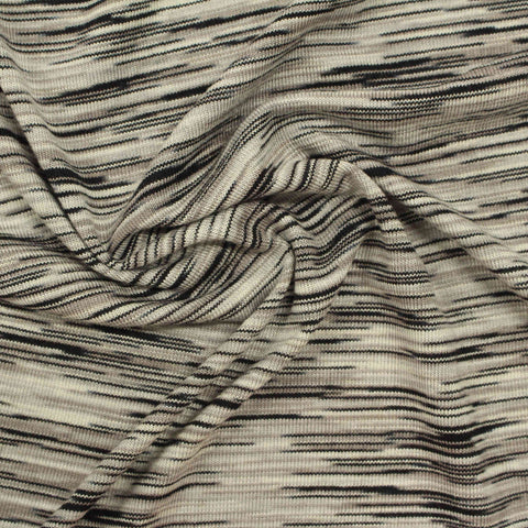 Black Horizontal-Stripe Knit, Viscose, 156 gsm