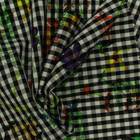 Black Floral Woven, Cotton, 105 gsm