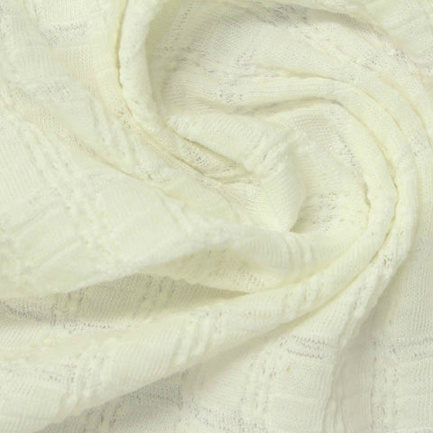 Cream Square Interlock Knit, Cotton-Poly