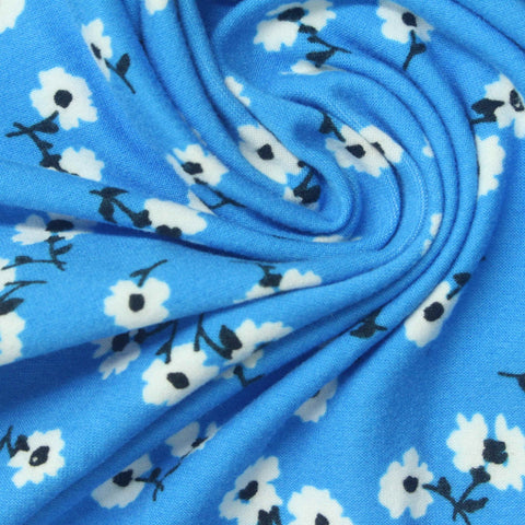 Printed Polyester Stretch Milk Silk Knit Fabric, 180 gsm, 160 cm — Blue