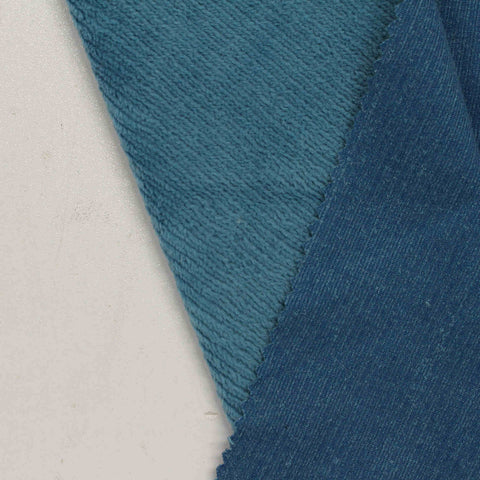 Cotton Polyester Stretch Velvet Fabric, 280 gsm, 157 cm — Blue