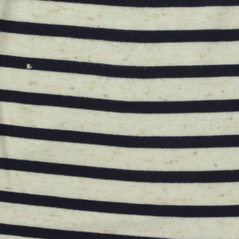 Cream Horizontal-Stripe Jersey Knit, Poly-Viscose, 170 gsm
