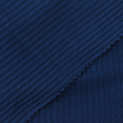 Dark Blue Rib Knit, Viscose-Poly