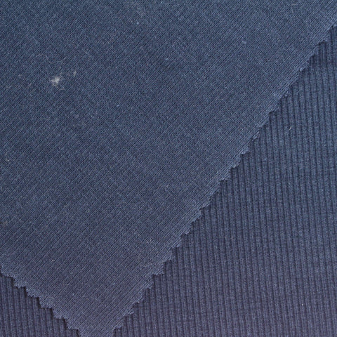 Navy Rib Knit, Cotton