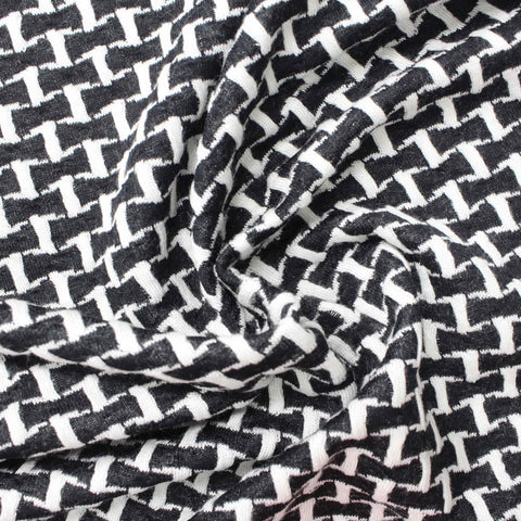 Black Geometric Jacquard, Viscose-Poly, 248 gsm