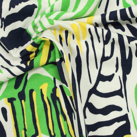 Green Abstract Jersey Knit, Cotton, 199 gsm