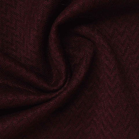 Deep Burgundy Textured-Chevron Jacquard, Cotton-Poly
