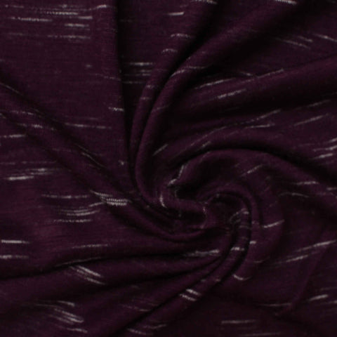 Dark Purple Marl Jersey Knit, Viscose-Poly