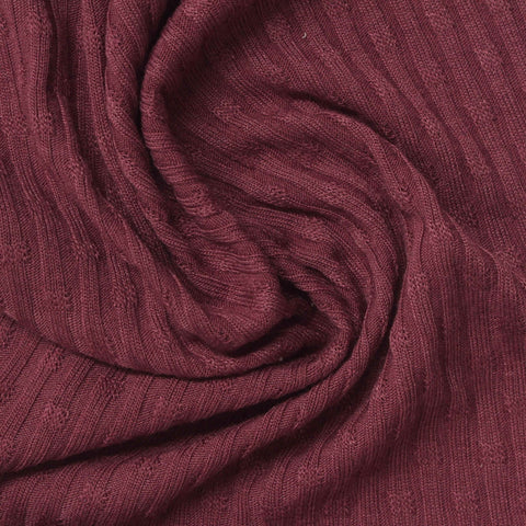 Dark Red Dot Rib Knit, Poly-Viscose