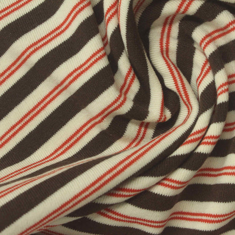 Striped Cotton Polyester Stretch French Terry Fabric, 300 gsm, 180 cm — Multi