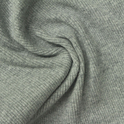 Grey Marl Rib Knit, Cotton, 360 gsm, 105 cm