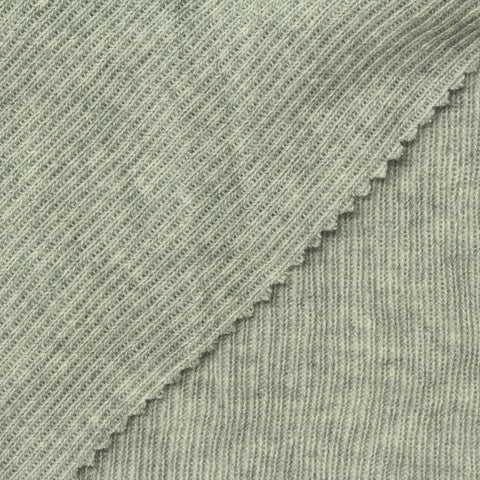 Green Marl Rib Knit, Cotton, 170 gsm