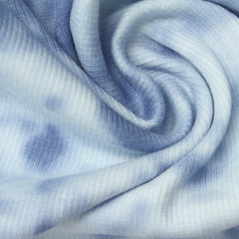 Blue Abstract Rib Knit, Cotton-Poly, 310 gsm, ref EF-253817
