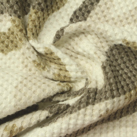 Cream Camo Waffle Knit, Polyester