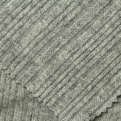 Grey Heathered-Marl Rib Knit, Viscose-Poly, 185 gsm