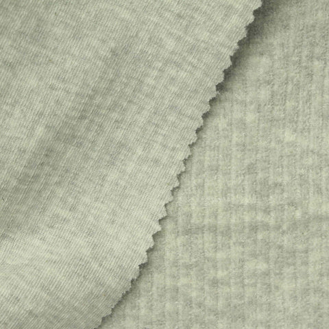 Heather Polyester Cotton French Terry Fabric, 320 gsm, 180 cm — Grey