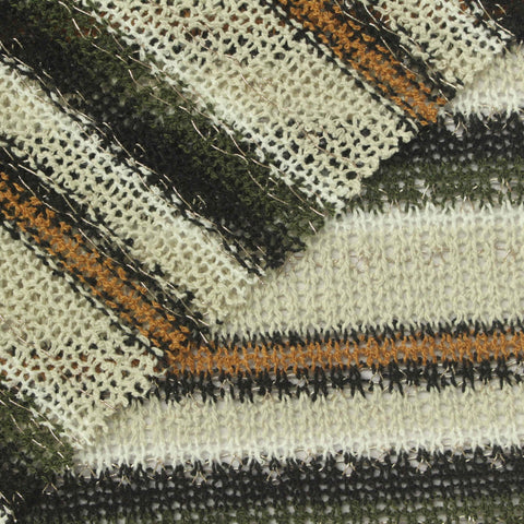 Cream Horizontal-Stripe Chunky Knit, Polyester, 235 gsm