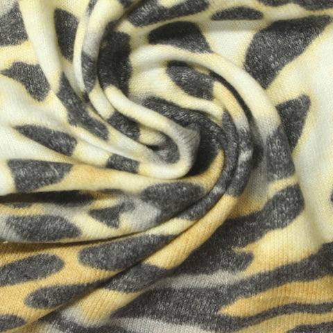 Charcoal Leopard Jersey Knit, Viscose-Poly