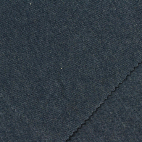 Dark Blue Marl Rib Knit, Cotton-Poly, 287 gsm