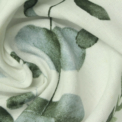 Green Leaves Woven, Viscose-Linen, 210 gsm