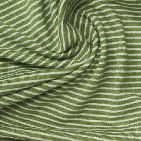 Green Horizontal-Stripe Jersey Knit, Cotton-Poly, 167 gsm