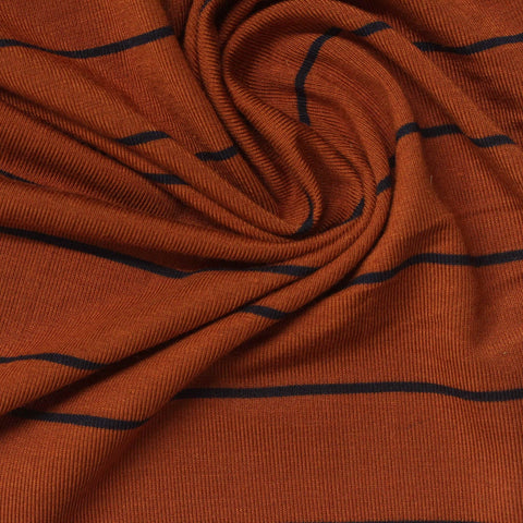 Orange Horizontal-Stripe Jersey Knit, Viscose, 185 gsm