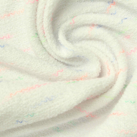 Pastel Pink Wavy-Line French Terry, Cotton-Poly