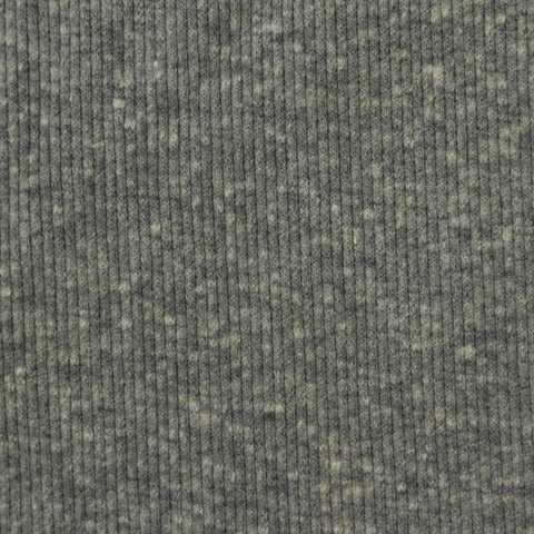 Grey Heathered-Marl Rib Knit, Poly-Cotton, 200 gsm