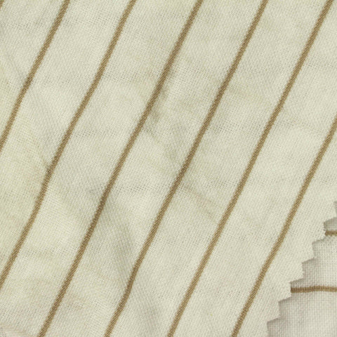 Tan Horizontal-Stripe Interlock Knit, Viscose-Nylon