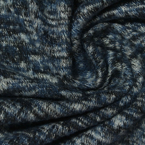 Heathered Blue Marl Chunky Knit, Viscose-Poly
