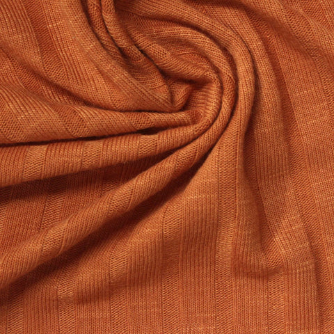 Polyester Viscose Stretch Rib Knit Fabric, 240 gsm, 170 cm — Orange, ref EF-260114