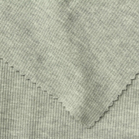 Light Grey Marl Rib Knit, 340 gsm