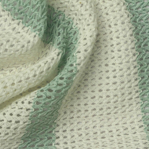 Green Vertical-Stripe Warp Knit, Poly-Cotton