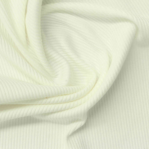 Cotton Viscose Stretch Rib Knit Fabric, 250 gsm, 150 cm — White