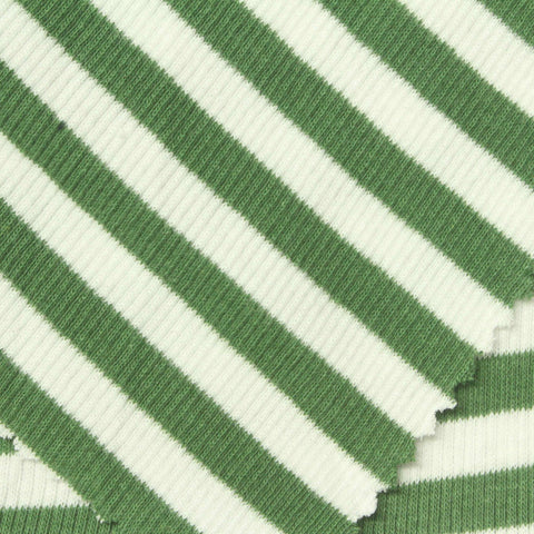 Green Horizontal-Stripe Rib Knit, Cotton