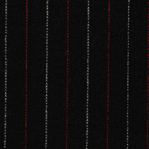 Black Pinstripes Interlock Knit, Poly-Nylon