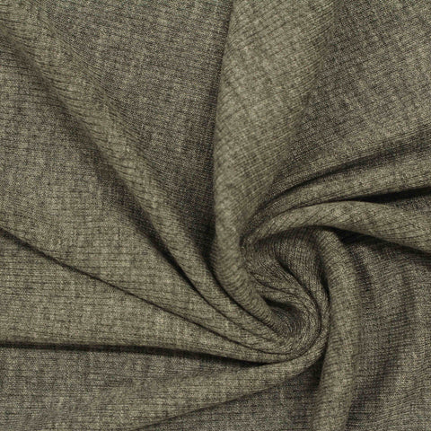 Olive Marl Rib Knit, Viscose