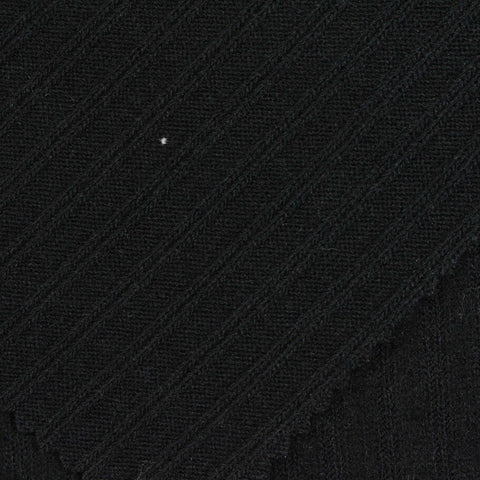 Viscose Polyester Rib Knit Fabric, 277 gsm, 165 cm — Black