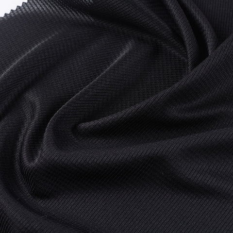 Black Ribbed Rib Knit, Polyester