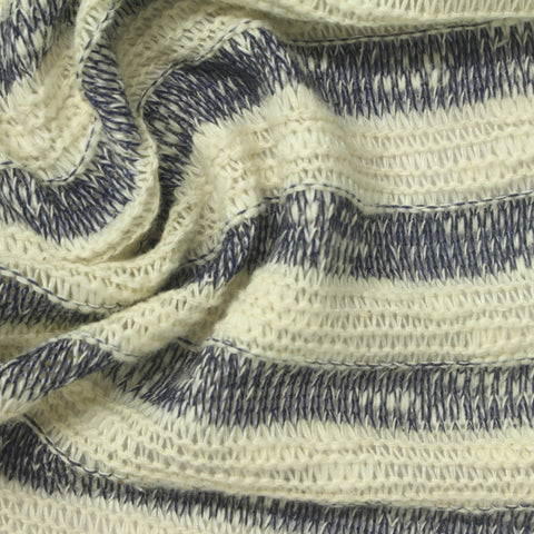 Cream Horizontal-Stripe Chunky Knit, Cotton-Poly, 260 gsm